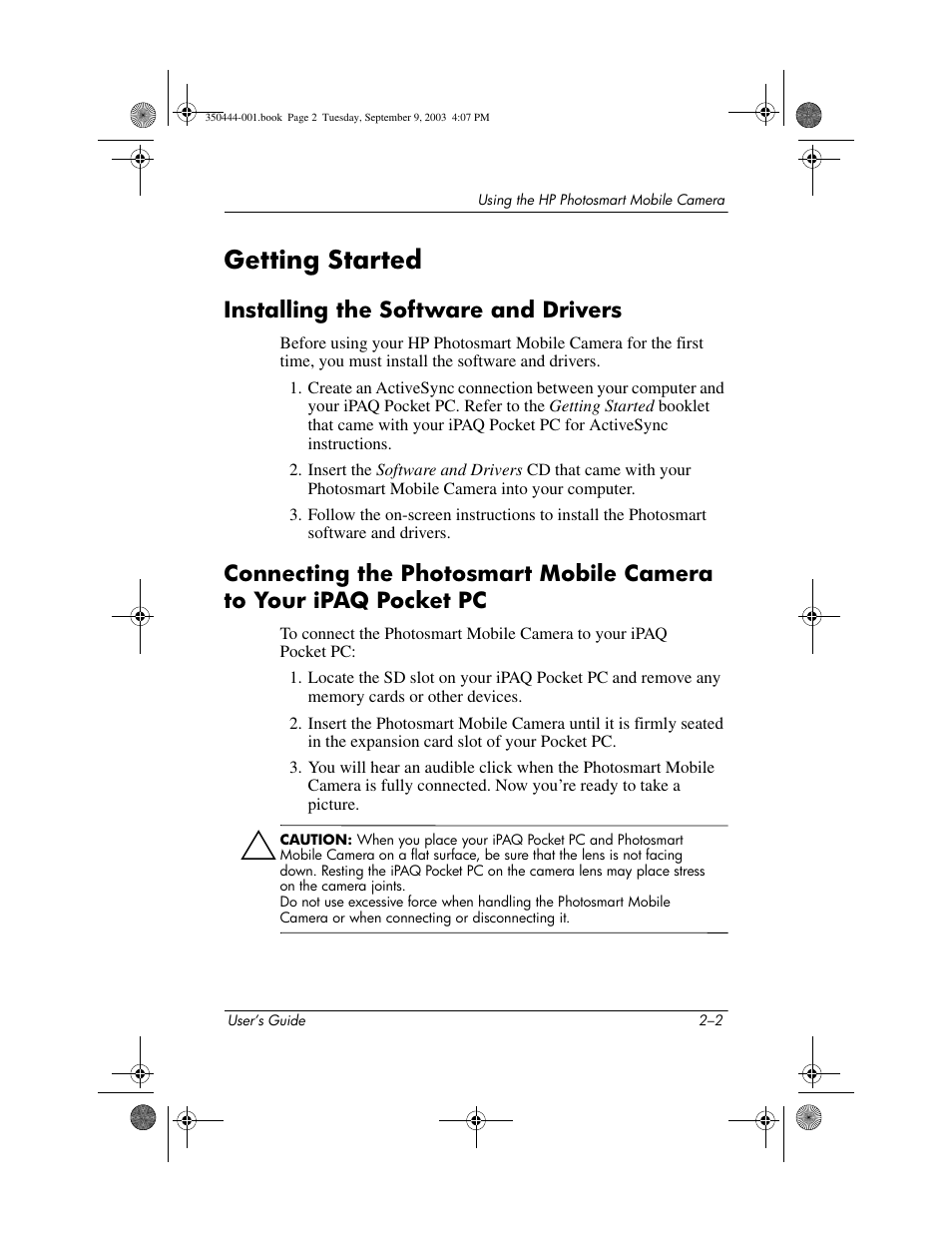 Getting started, Installing the software and drivers, Getting started –2 | HP PhotoSmart User Manual | Page 8 / 25