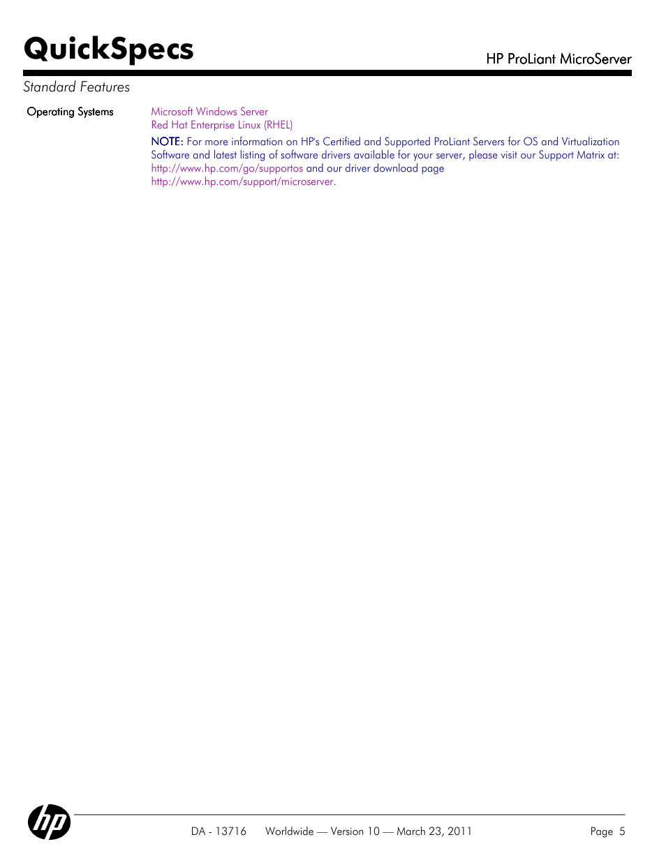 Quickspecs | HP PROLIANT DA - 13716 User Manual | Page 5 / 22