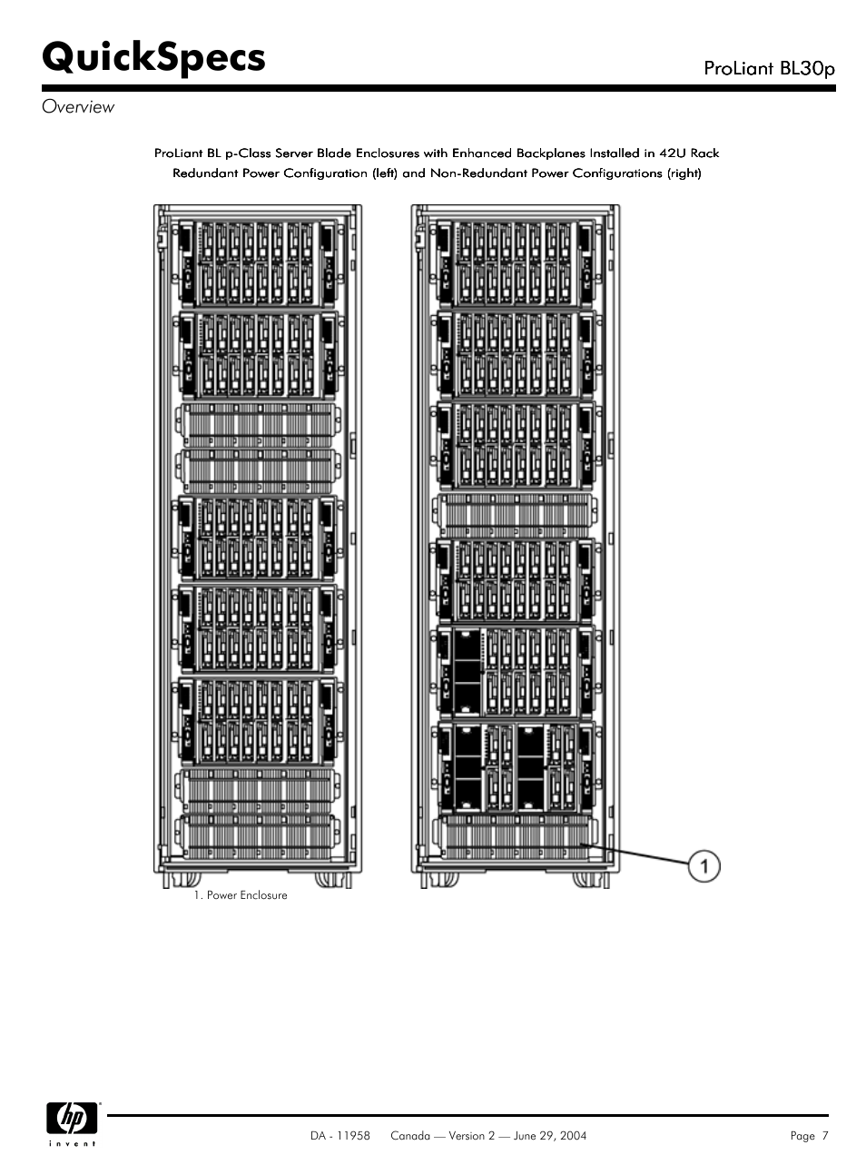 Quickspecs, Proliant bl30p, Proliant bl30p overview | HP BL30p User Manual | Page 7 / 36