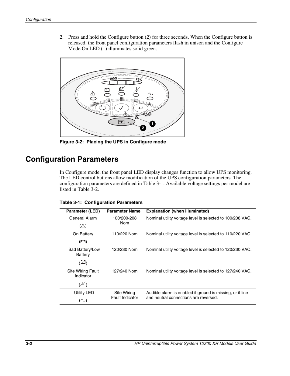 Configuration parameters, Configuration parameters -2 | HP T2200 XR User Manual | Page 25 / 51