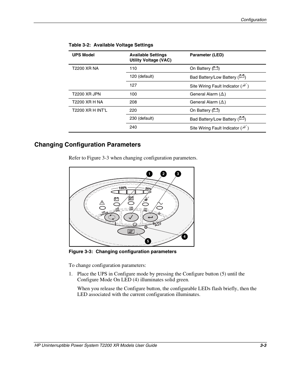 Changing configuration parameters, Changing configuration parameters -3 | HP T2200 XR User Manual | Page 26 / 51