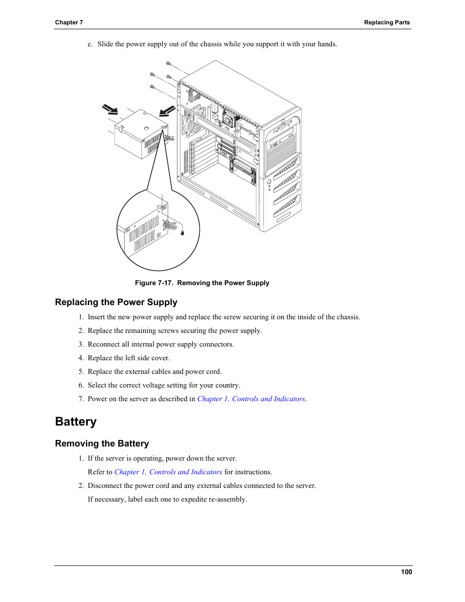 Replacing the power supply, Battery, Removing the battery | Tery | HP TC2120 User Manual | Page 106 / 125