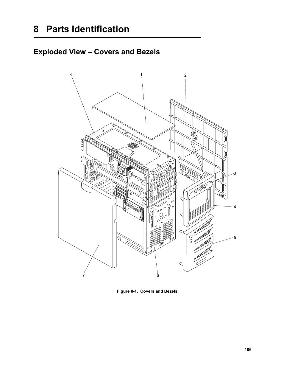 Chapter 8: parts identification, Exploded view – covers and bezels, 8 parts identification | HP TC2120 User Manual | Page 112 / 125