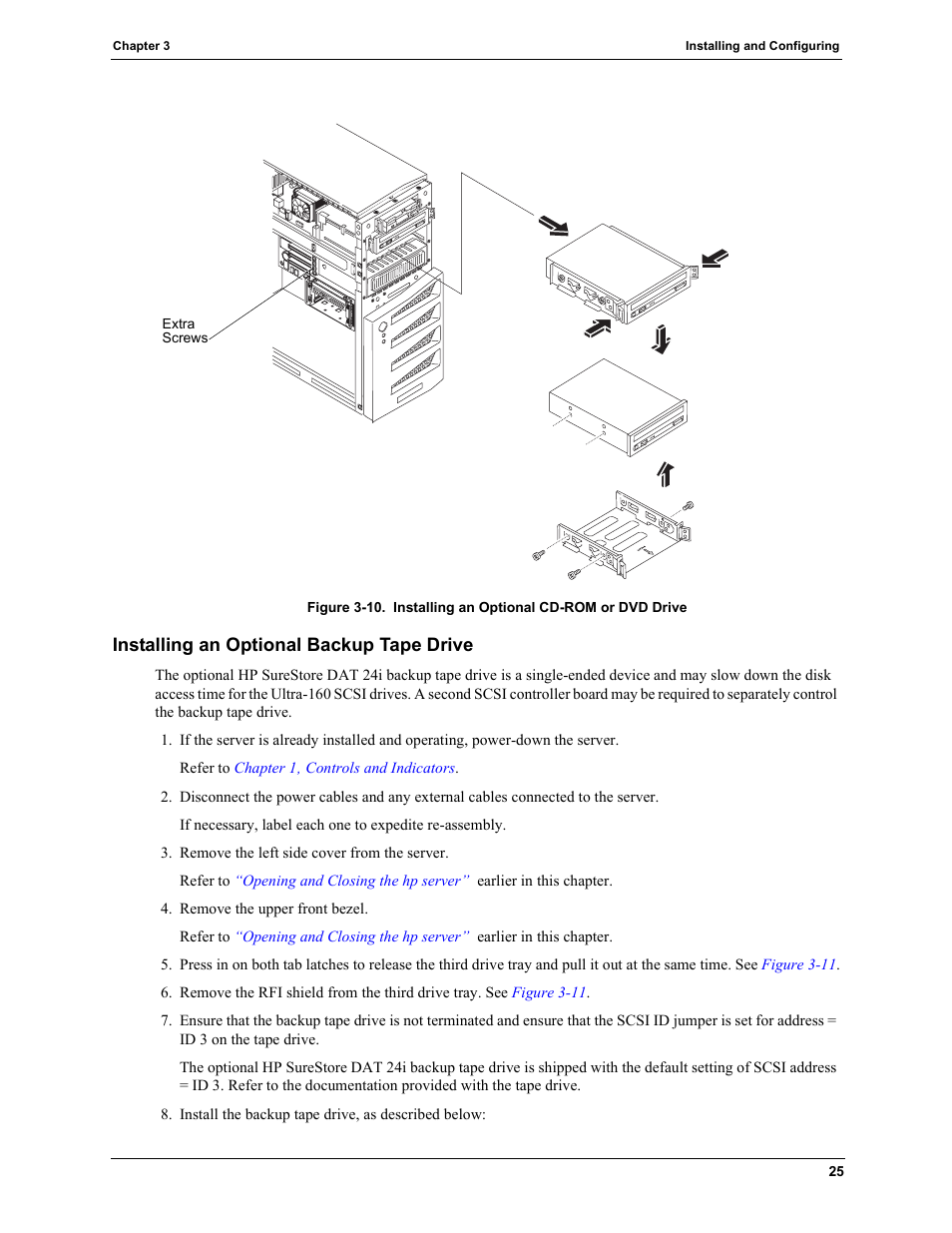 Installing an optional backup tape drive, Figure 3-10 | HP TC2120 User Manual | Page 31 / 125