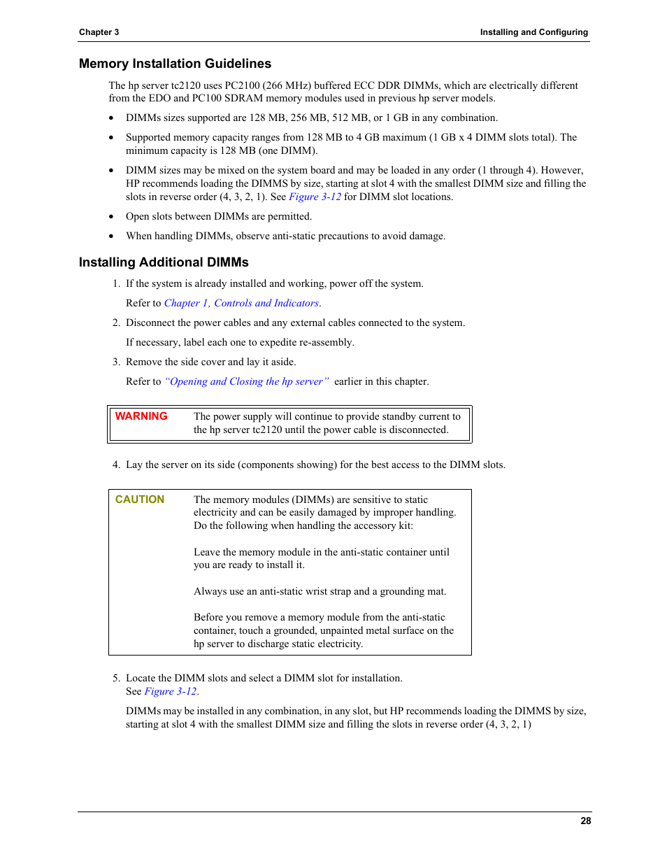 Memory installation guidelines, Installing additional dimms | HP TC2120 User Manual | Page 34 / 125