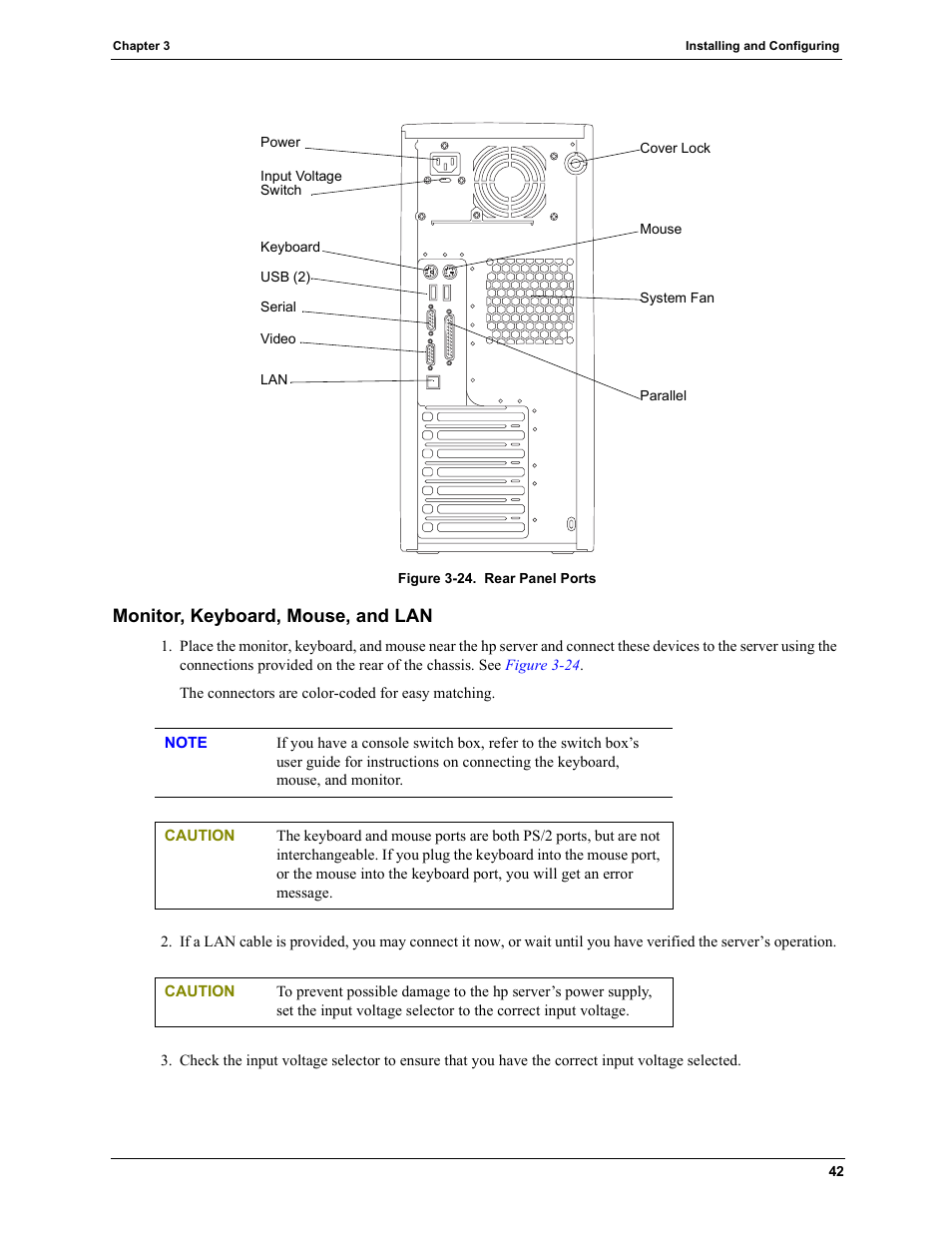 Monitor, keyboard, mouse, and lan | HP TC2120 User Manual | Page 48 / 125