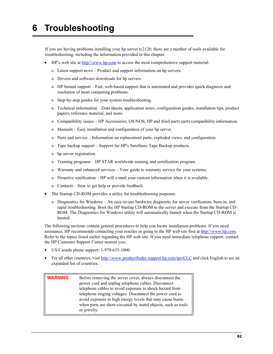 Chapter 6: troubleshooting, 6 troubleshooting, Chapter 6‚ troubleshooting | Chapter 6, Troubleshooting | HP TC2120 User Manual | Page 68 / 125