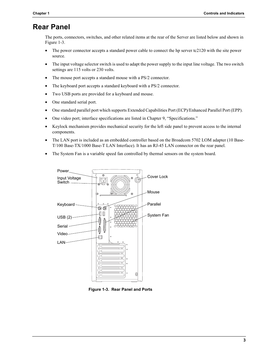 Rear panel | HP TC2120 User Manual | Page 9 / 125