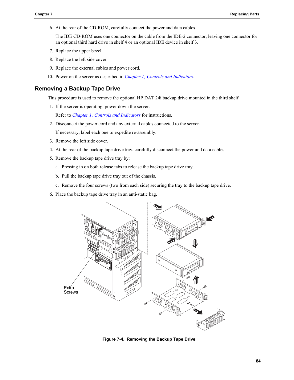 Removing a backup tape drive | HP TC2120 User Manual | Page 90 / 125