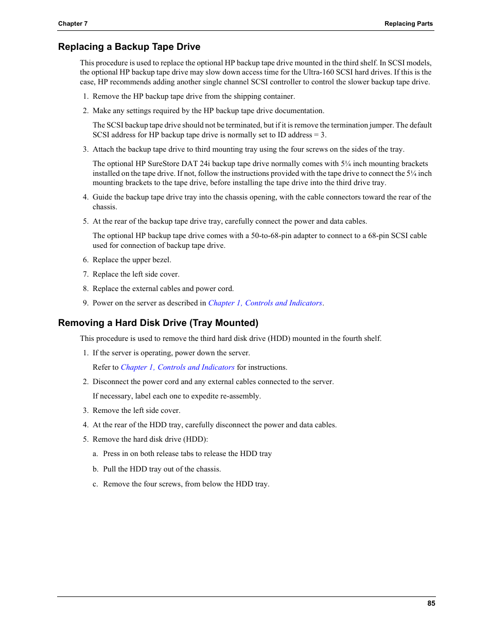 Replacing a backup tape drive, Removing a hard disk drive (tray mounted) | HP TC2120 User Manual | Page 91 / 125