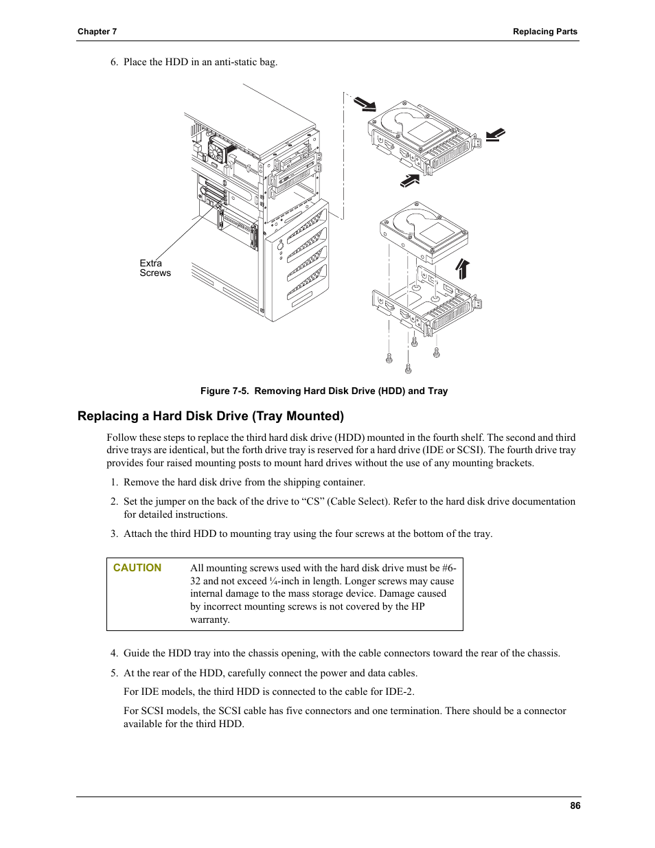 Replacing a hard disk drive (tray mounted) | HP TC2120 User Manual | Page 92 / 125