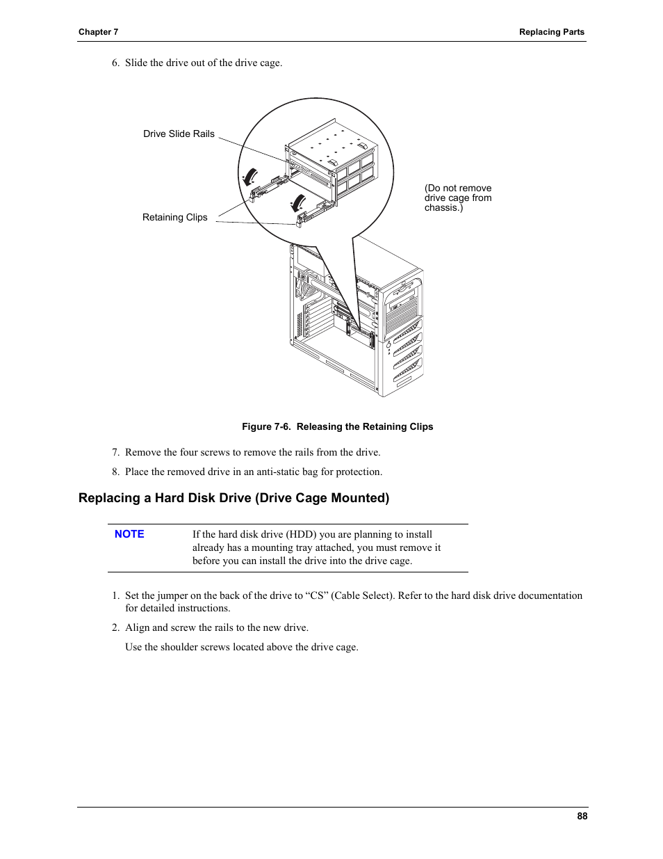Replacing a hard disk drive (drive cage mounted) | HP TC2120 User Manual | Page 94 / 125