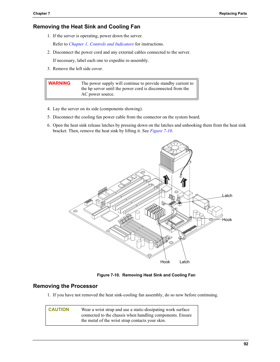 Removing the heat sink and cooling fan, Removing the processor, Removing | The processor | HP TC2120 User Manual | Page 98 / 125