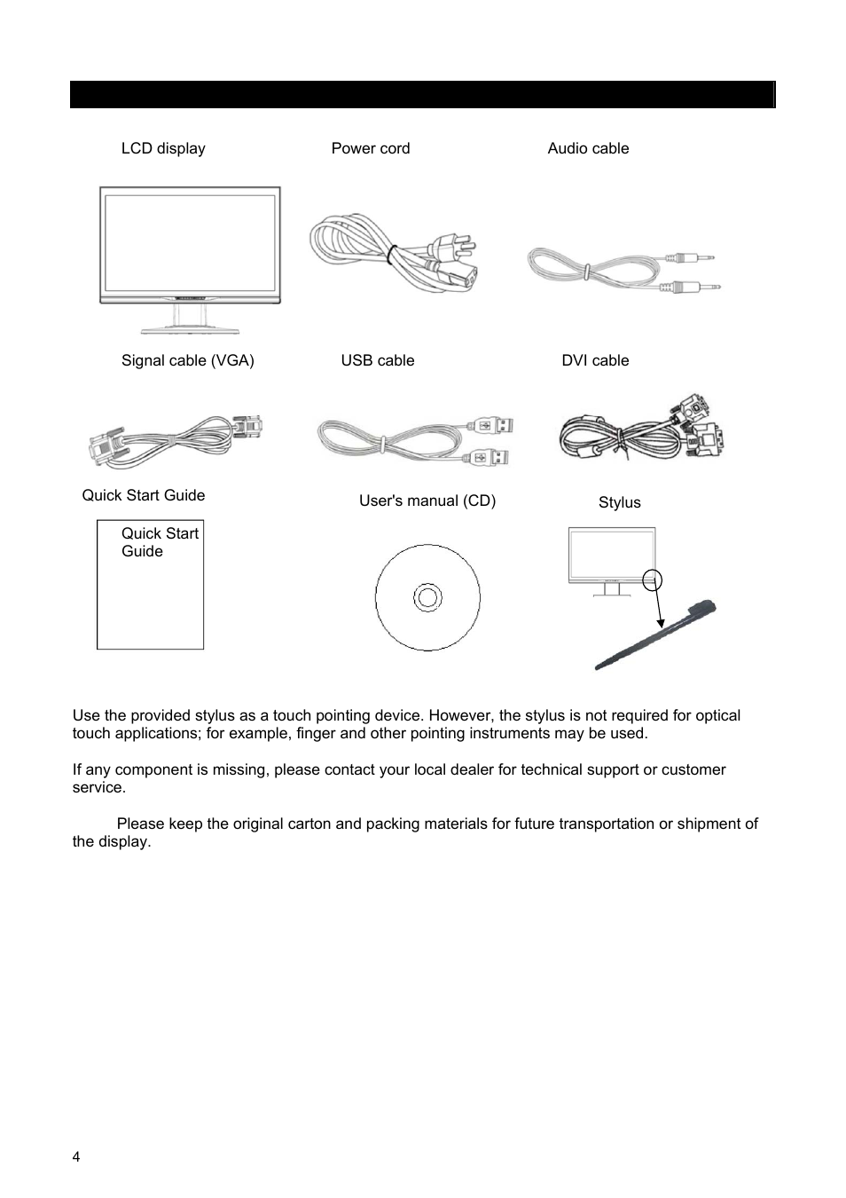System components and accessories | HP 2209T User Manual | Page 9 / 25