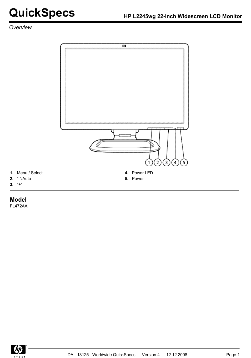 HP 22 INch Widescreen LCD Monitor L2245wg User Manual | 7 pages