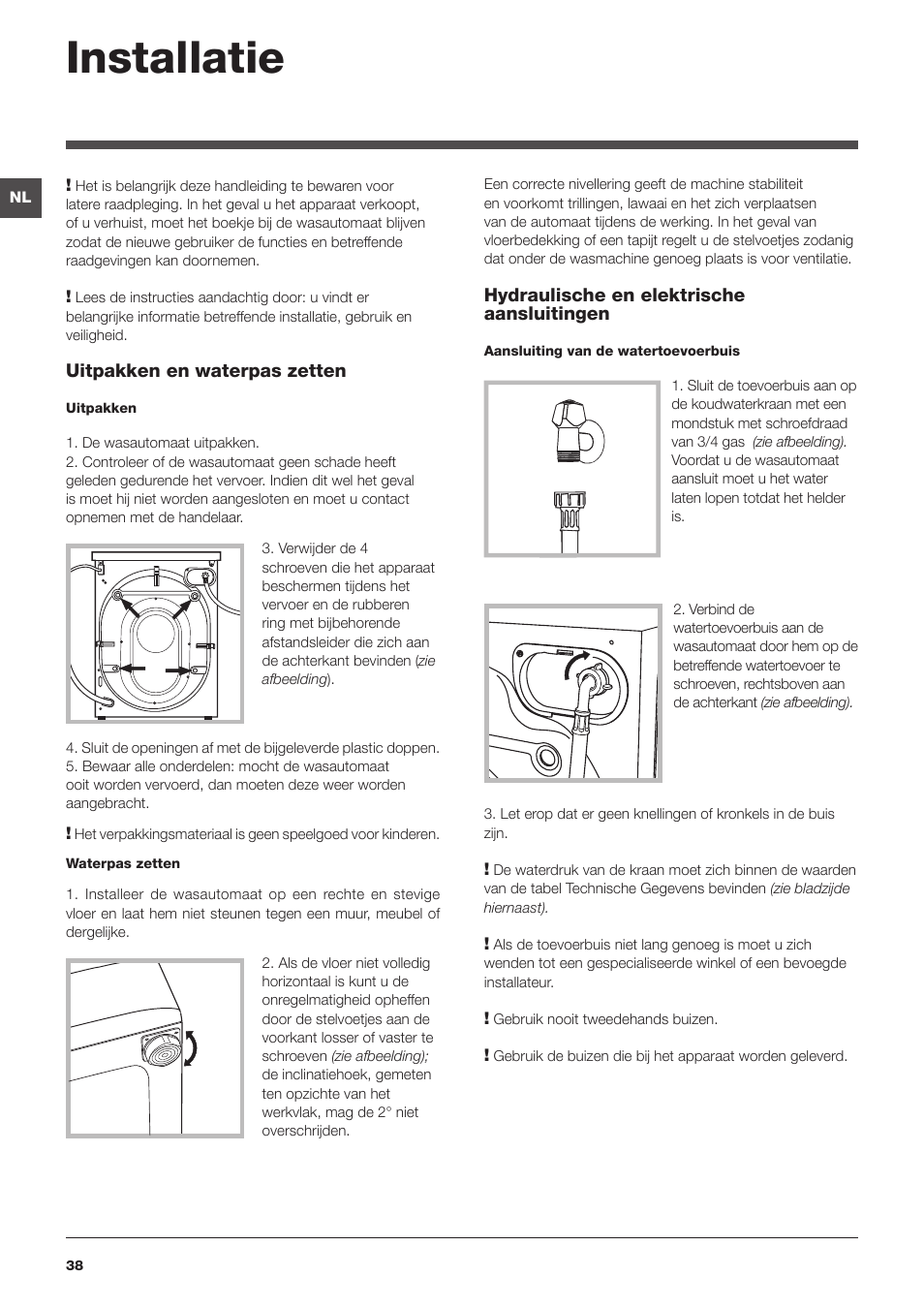 Installatie | Indesit PWE 81472S User Manual | Page 38 / 84