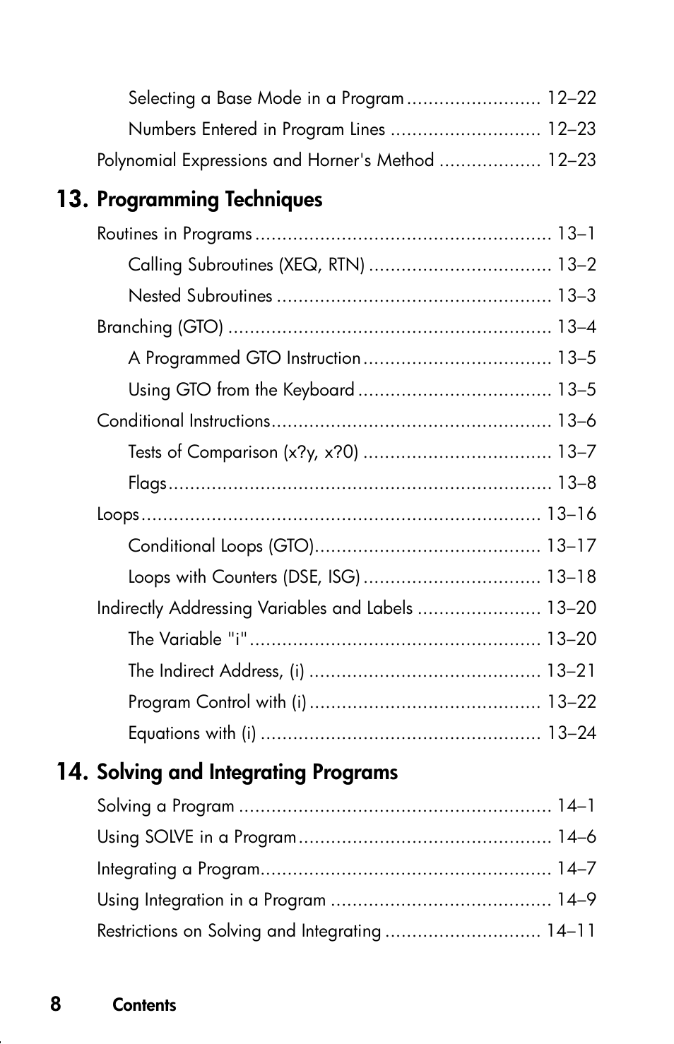Programming techniques, Solving and integrating programs | HP 33s User Manual | Page 10 / 387