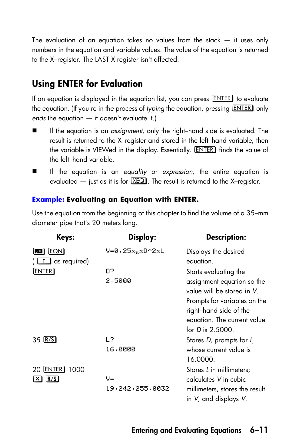 Using enter for evaluation | HP 33s User Manual | Page 103 / 387