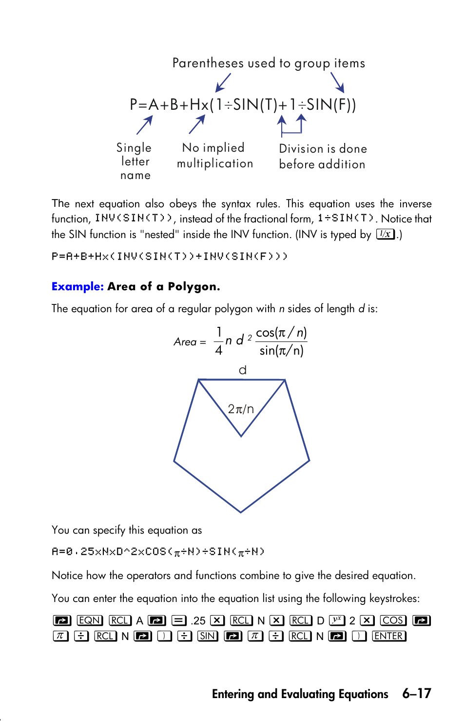 P=a+b+hx(1 sin(t)+1 sin(f)) ί ί | HP 33s User Manual | Page 109 / 387