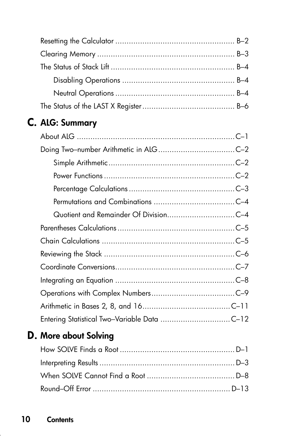 Alg: summary, More about solving | HP 33s User Manual | Page 12 / 387