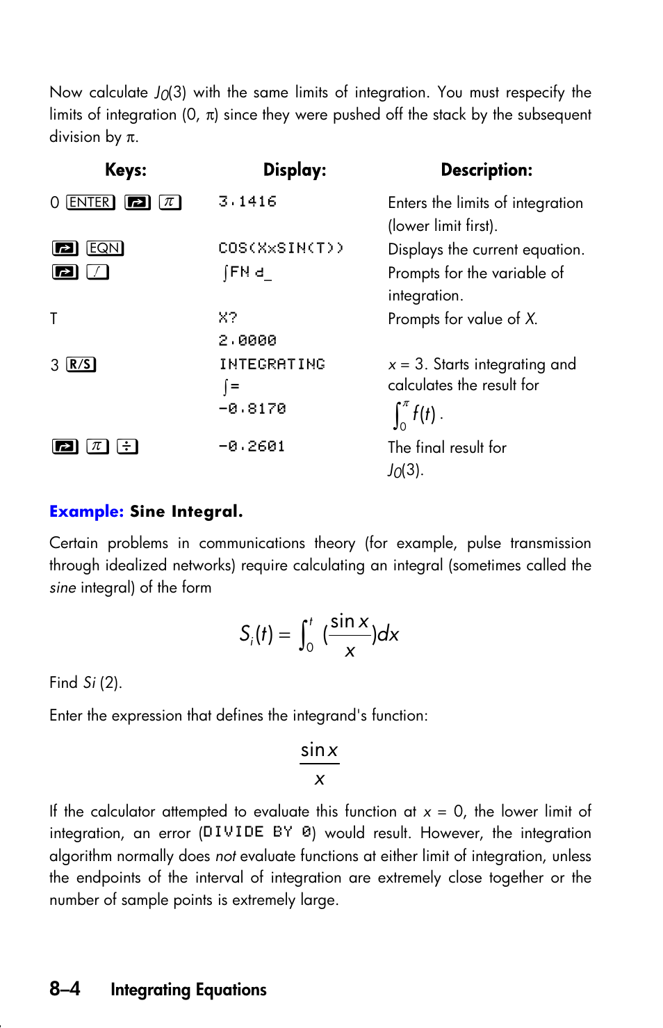 Sin ( ), Xsin | HP 33s User Manual | Page 126 / 387