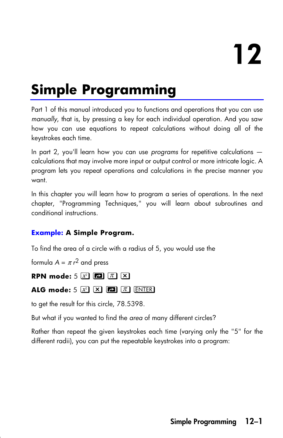 Simple programming | HP 33s User Manual | Page 159 / 387