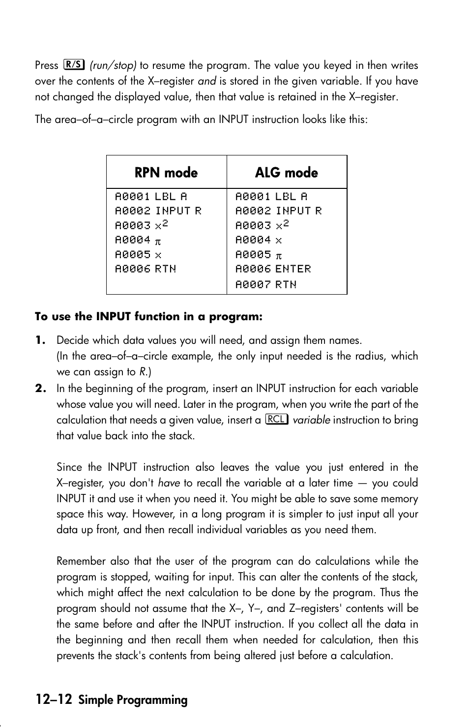 Rpn mode alg mode | HP 33s User Manual | Page 170 / 387