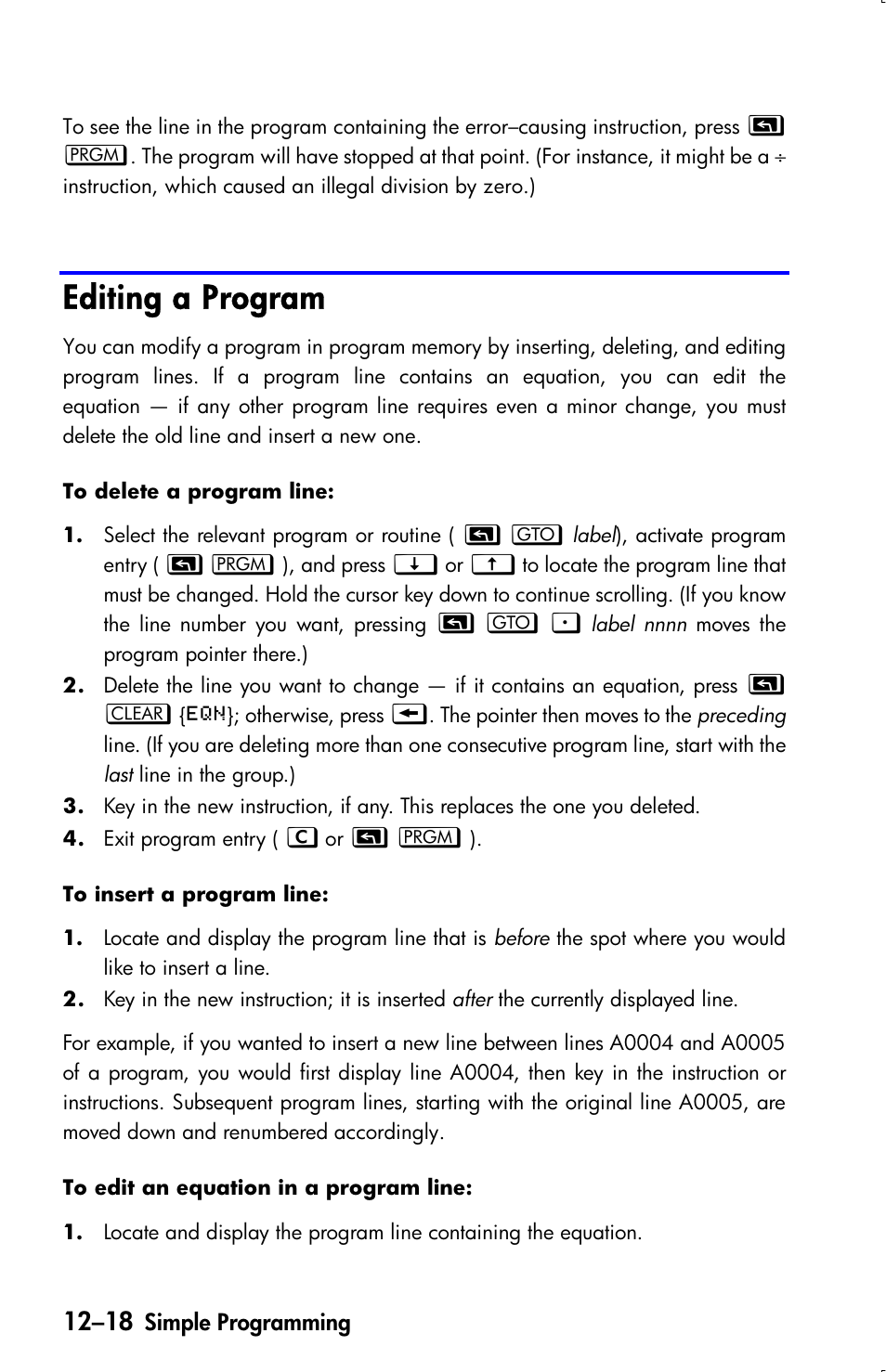 Editing a program | HP 33s User Manual | Page 176 / 387