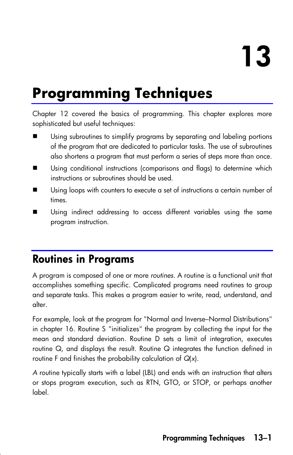 Programming techniques, Routines in programs | HP 33s User Manual | Page 185 / 387