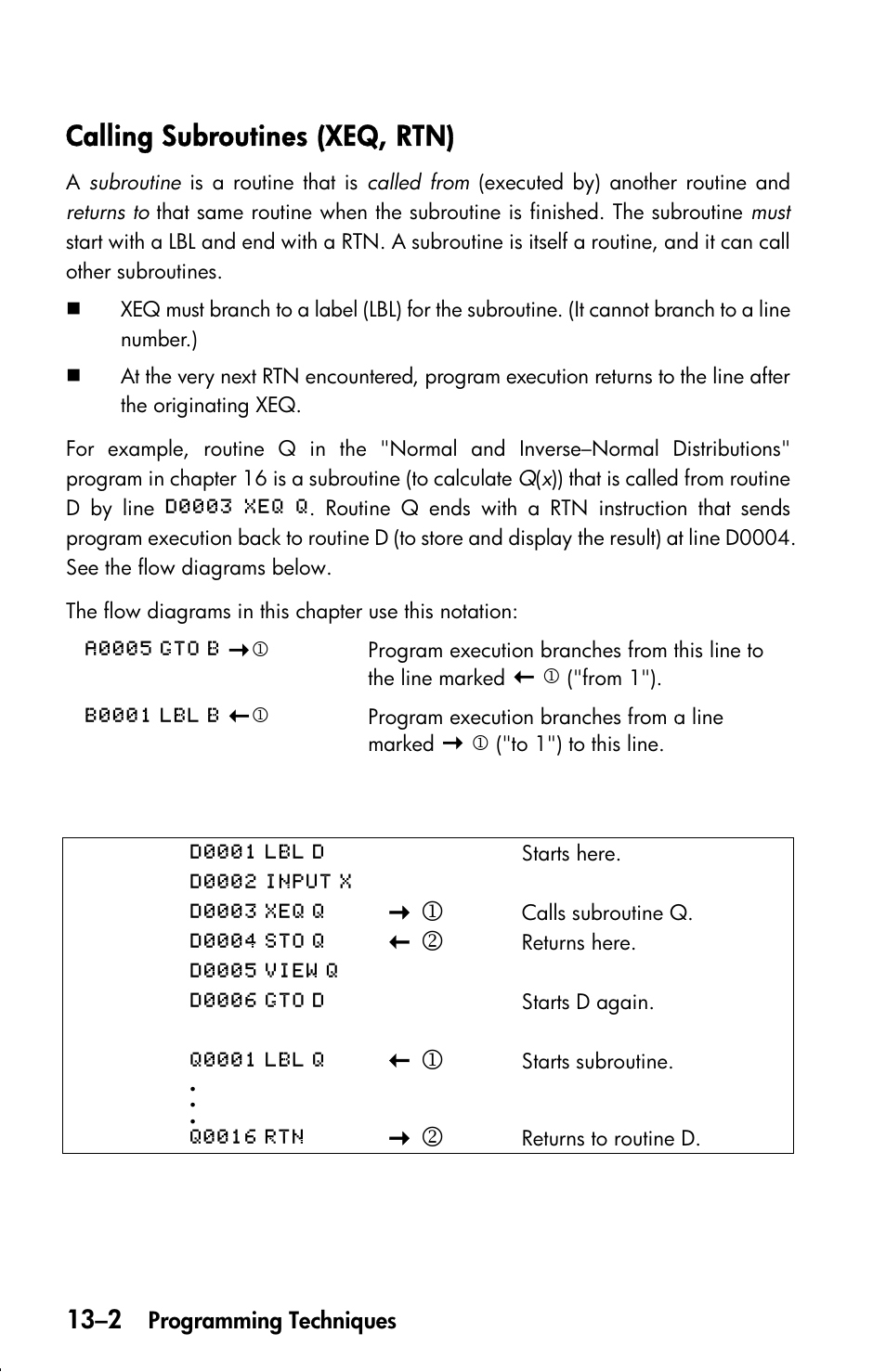 Calling subroutines (xeq, rtn) | HP 33s User Manual | Page 186 / 387