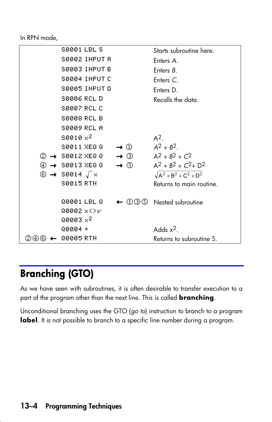 Branching (gto) | HP 33s User Manual | Page 188 / 387