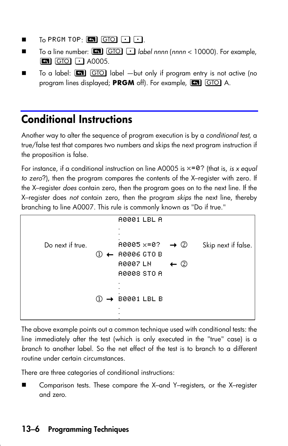 Conditional instructions | HP 33s User Manual | Page 190 / 387