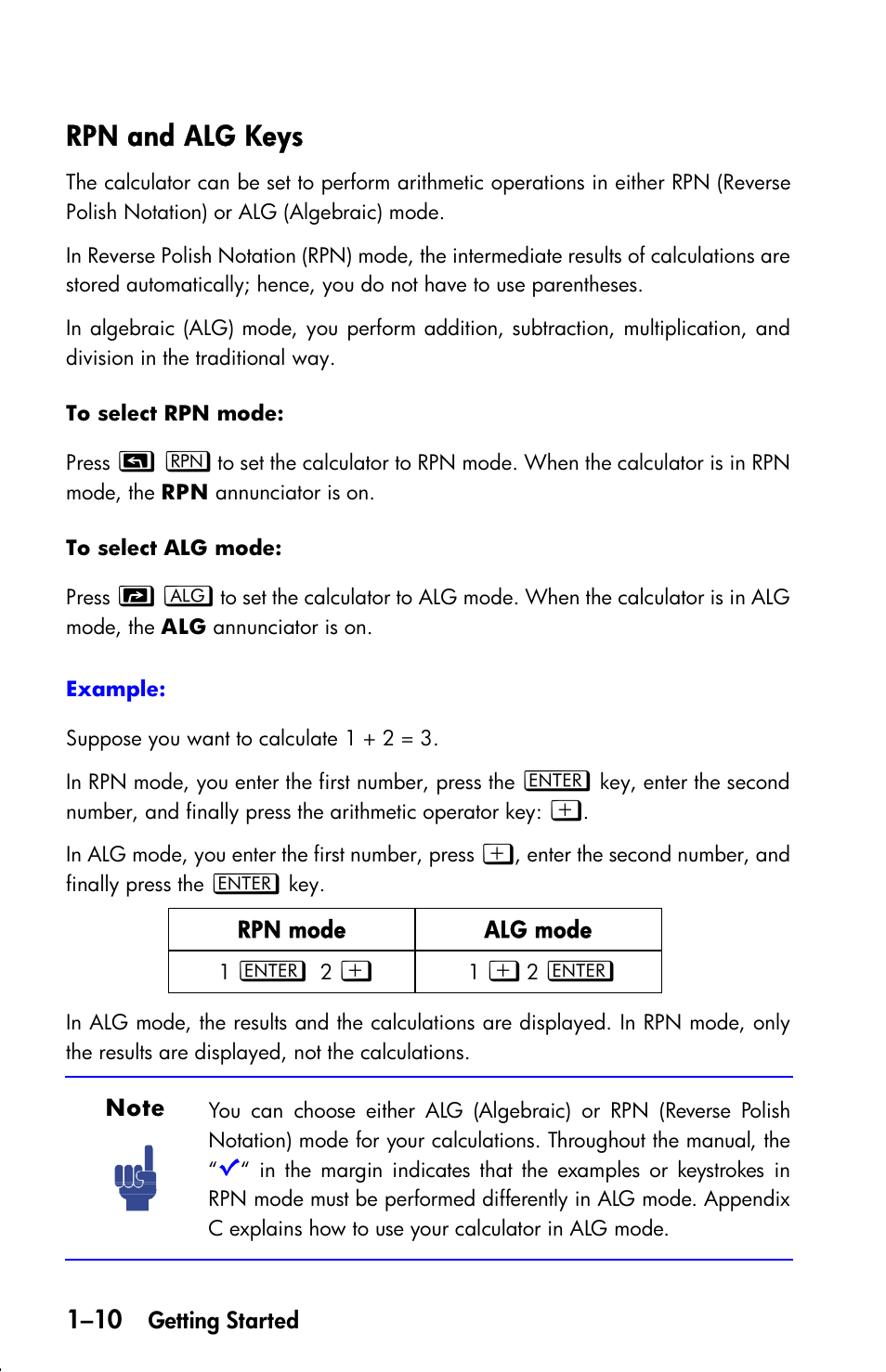 Rpn and alg keys | HP 33s User Manual | Page 26 / 387