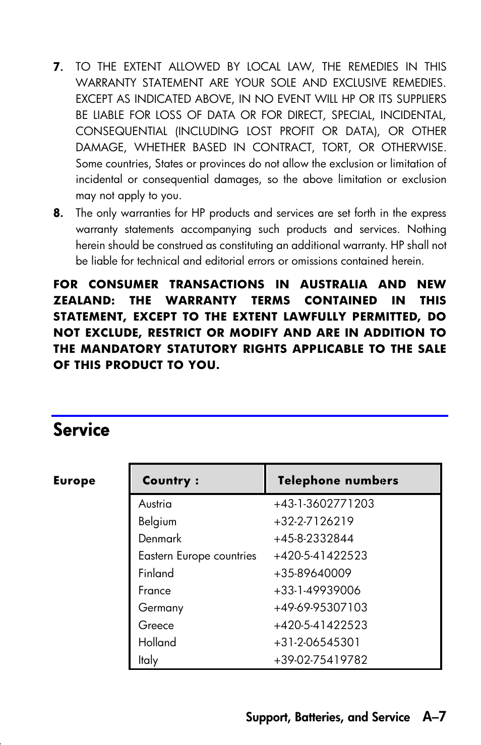 Service | HP 33s User Manual | Page 301 / 387