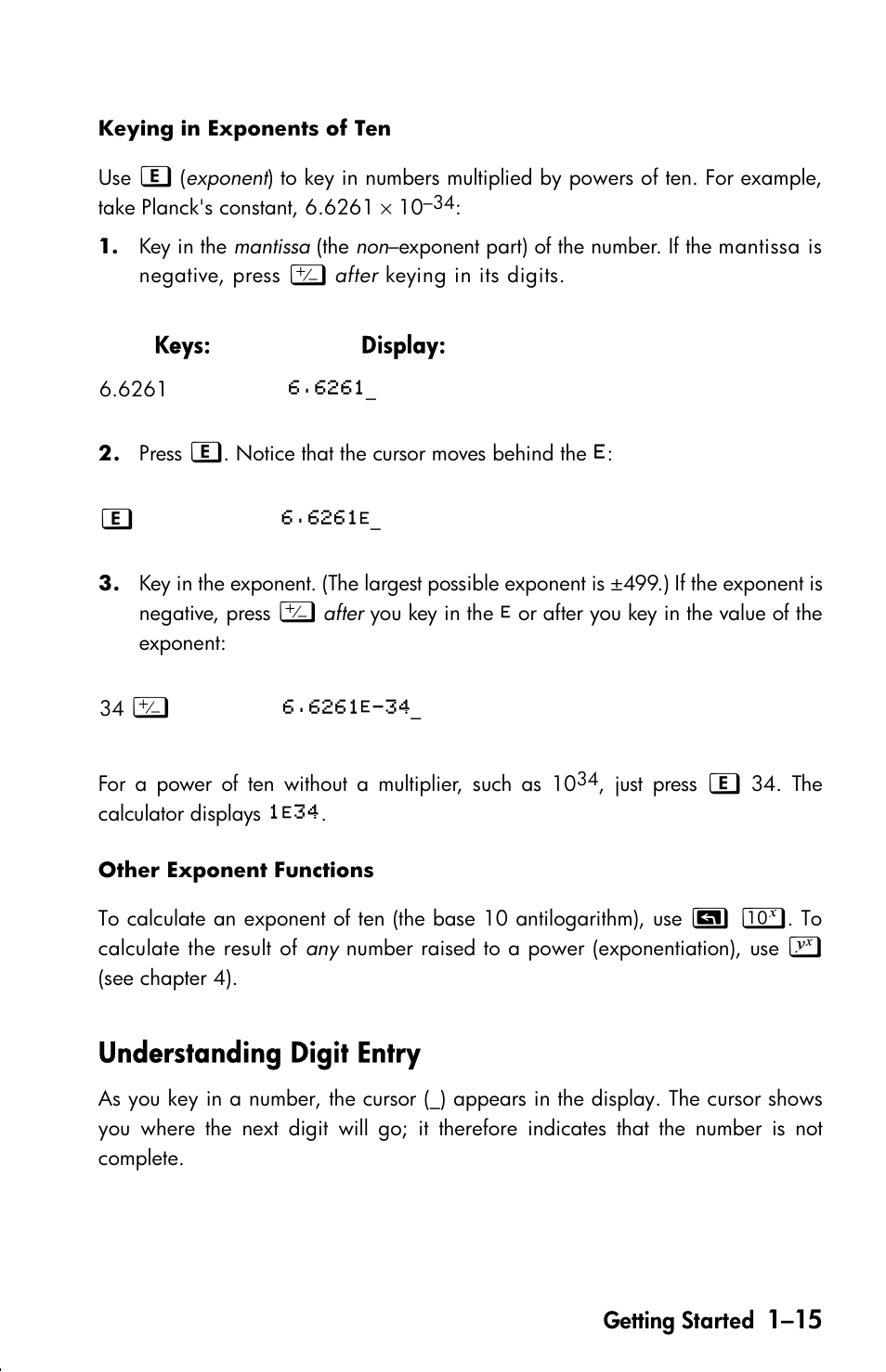 Understanding digit entry | HP 33s User Manual | Page 31 / 387