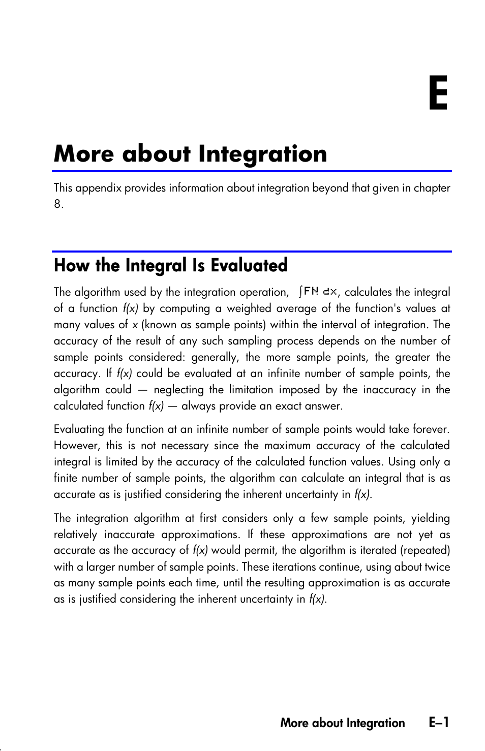 More about integration, How the integral is evaluated | HP 33s User Manual | Page 339 / 387