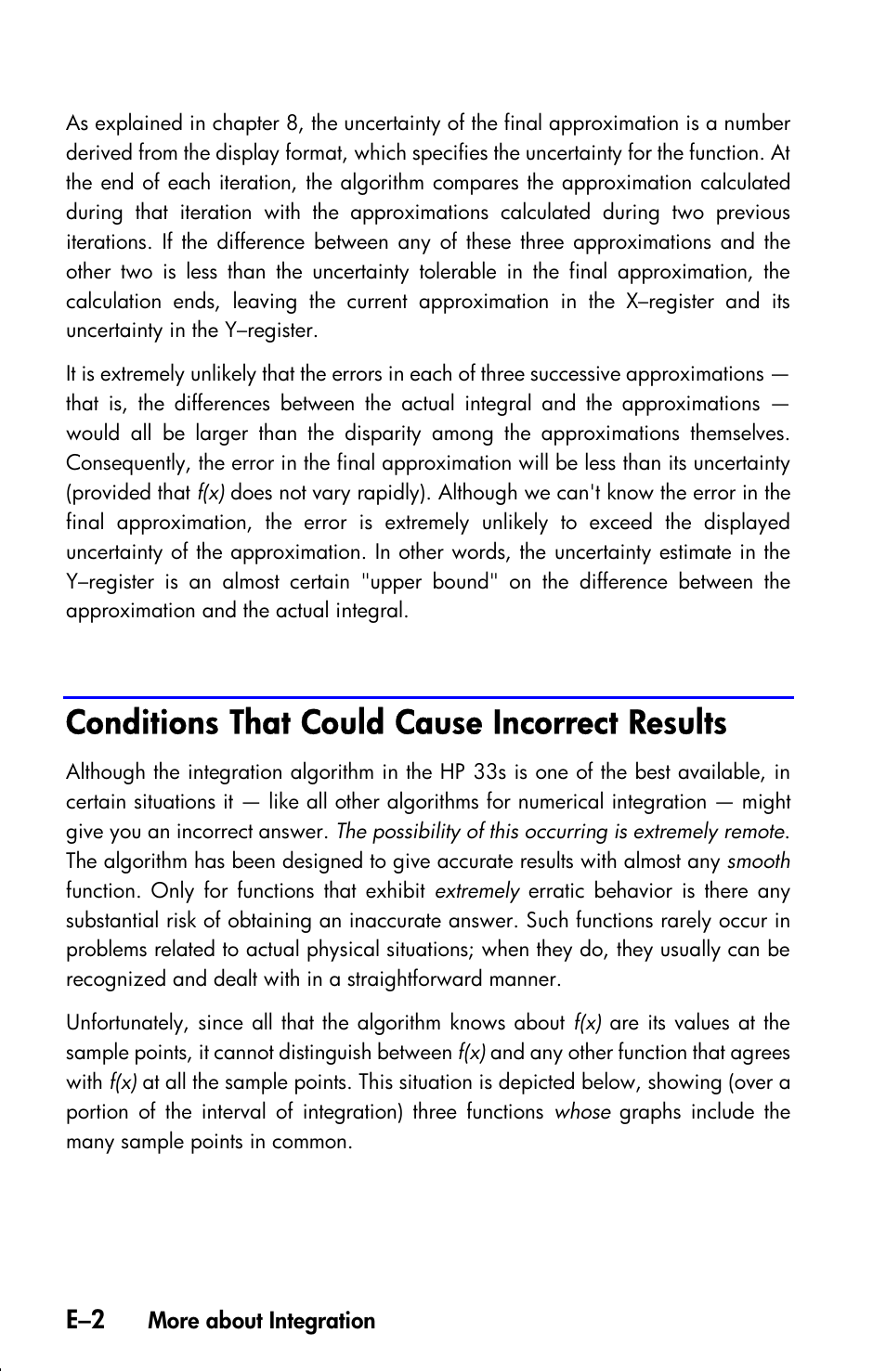 Conditions that could cause incorrect results | HP 33s User Manual | Page 340 / 387