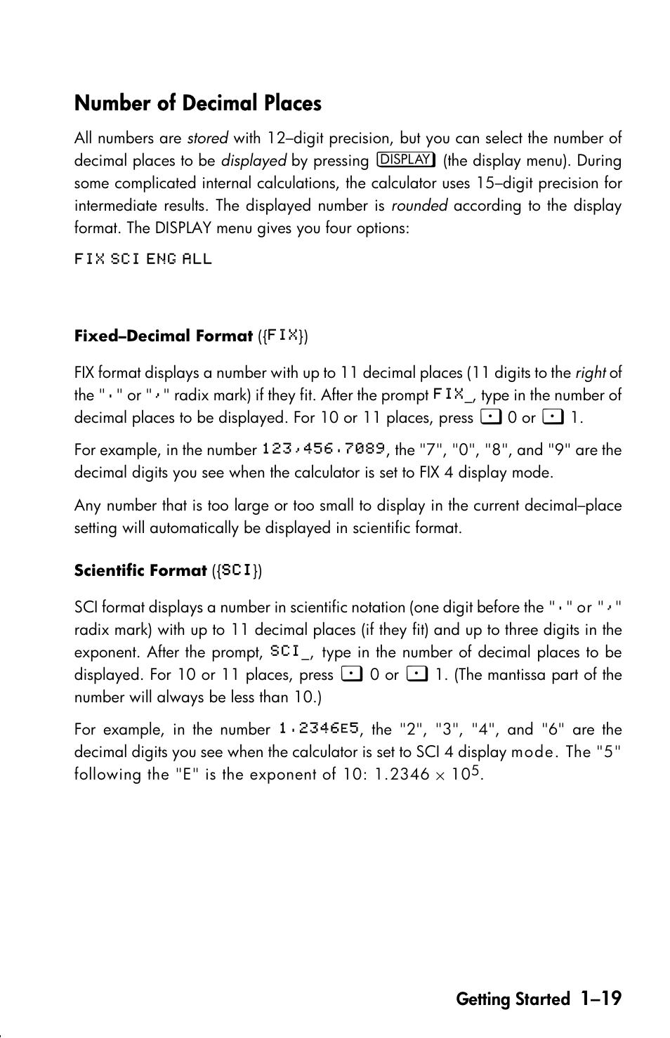 Number of decimal places | HP 33s User Manual | Page 35 / 387