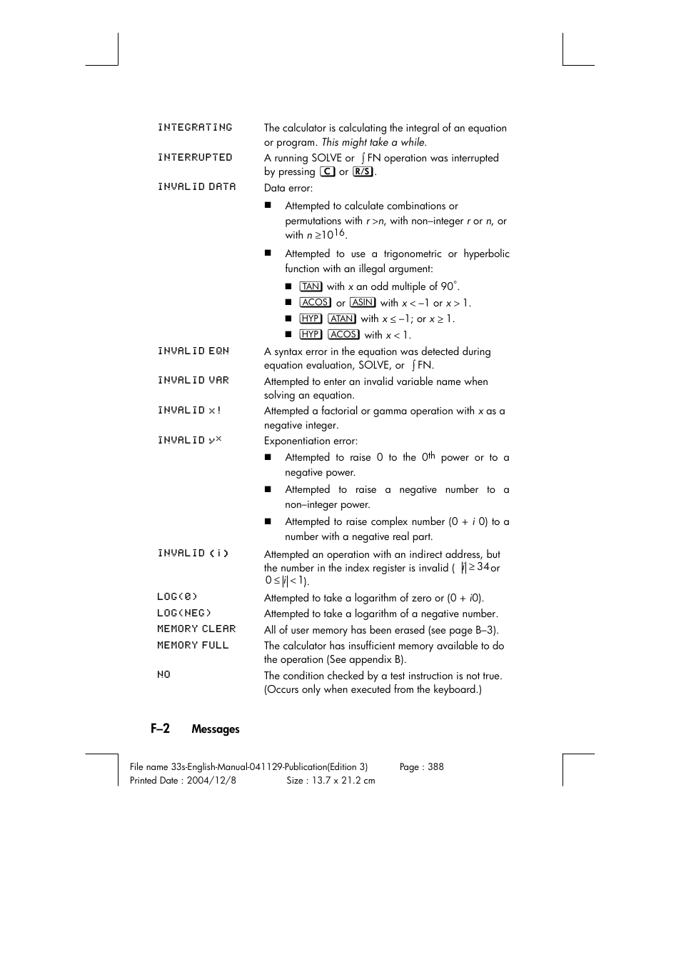 HP 33s User Manual | Page 350 / 387