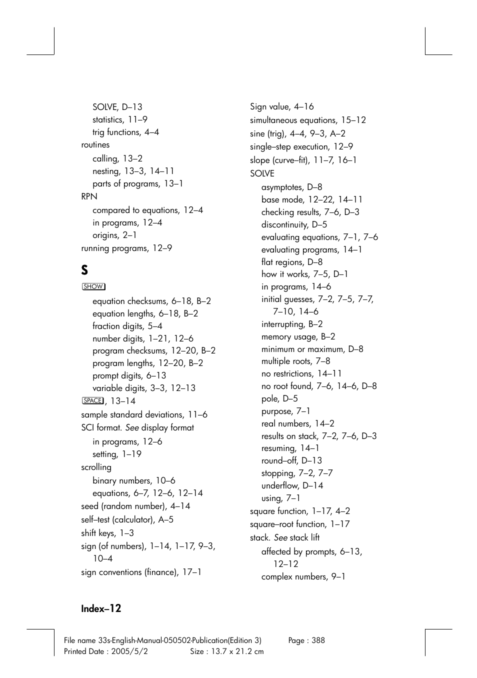 HP 33s User Manual | Page 384 / 387