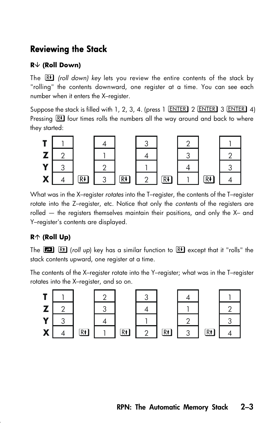 Reviewing the stack | HP 33s User Manual | Page 43 / 387