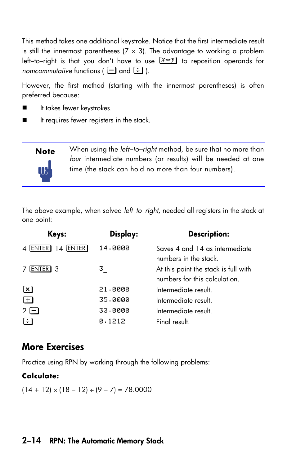 More exercises | HP 33s User Manual | Page 54 / 387