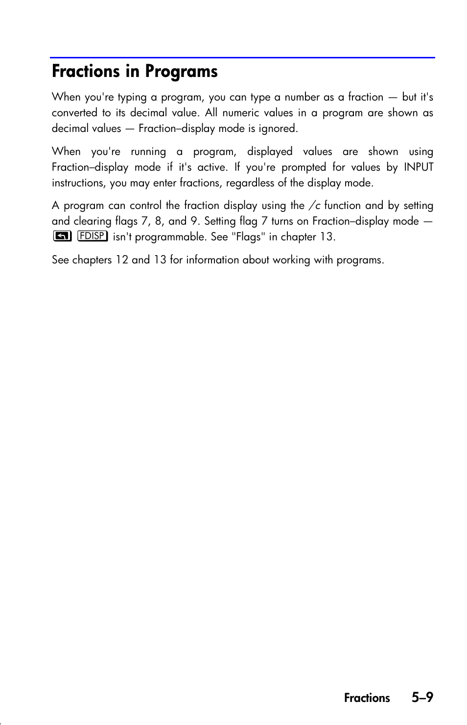 Fractions in programs | HP 33s User Manual | Page 91 / 387