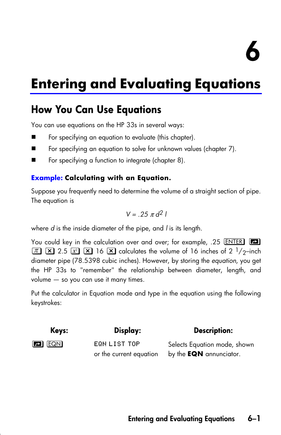 Entering and evaluating equations, How you can use equations | HP 33s User Manual | Page 93 / 387