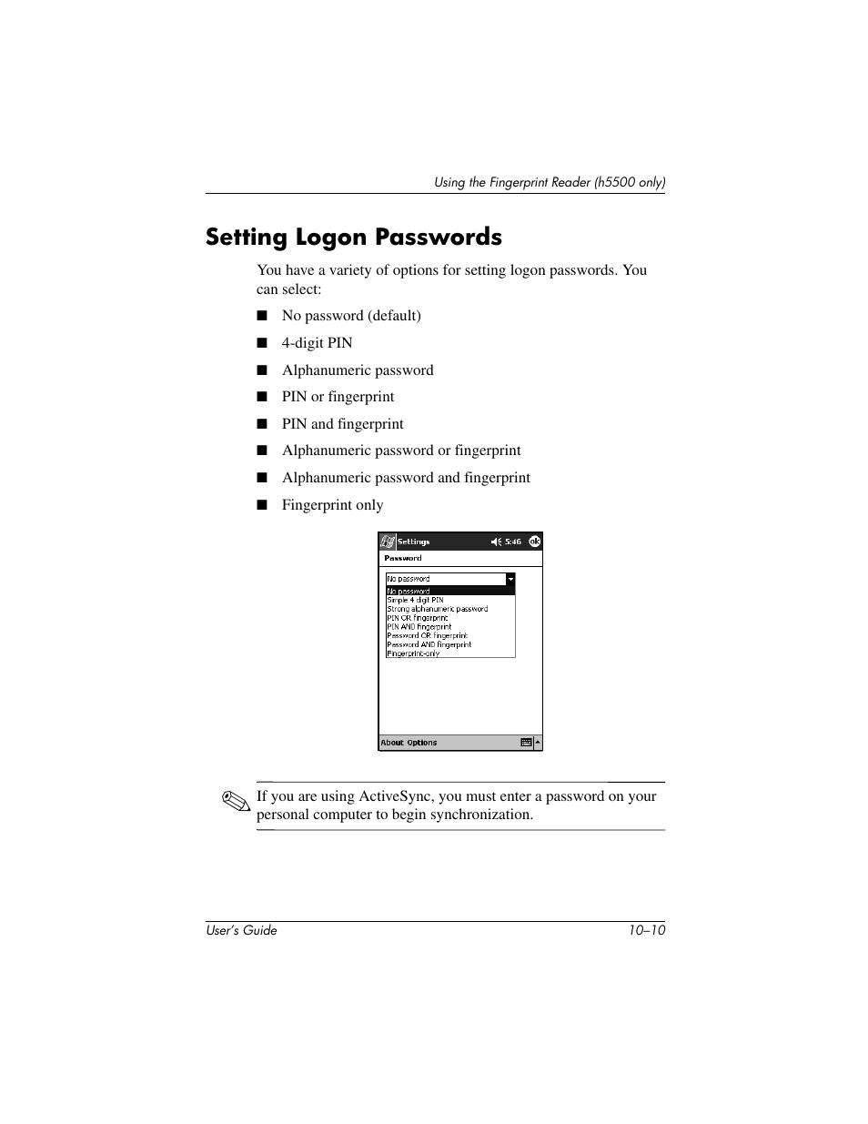 Setting logon passwords | HP IPAQ H5500 User Manual | Page 137 / 169