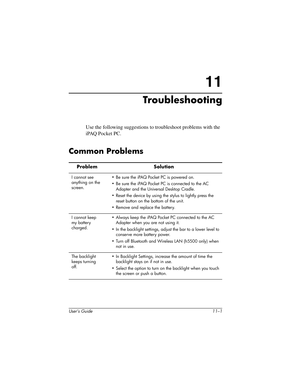 Troubleshooting, Common problems | HP IPAQ H5500 User Manual | Page 151 / 169