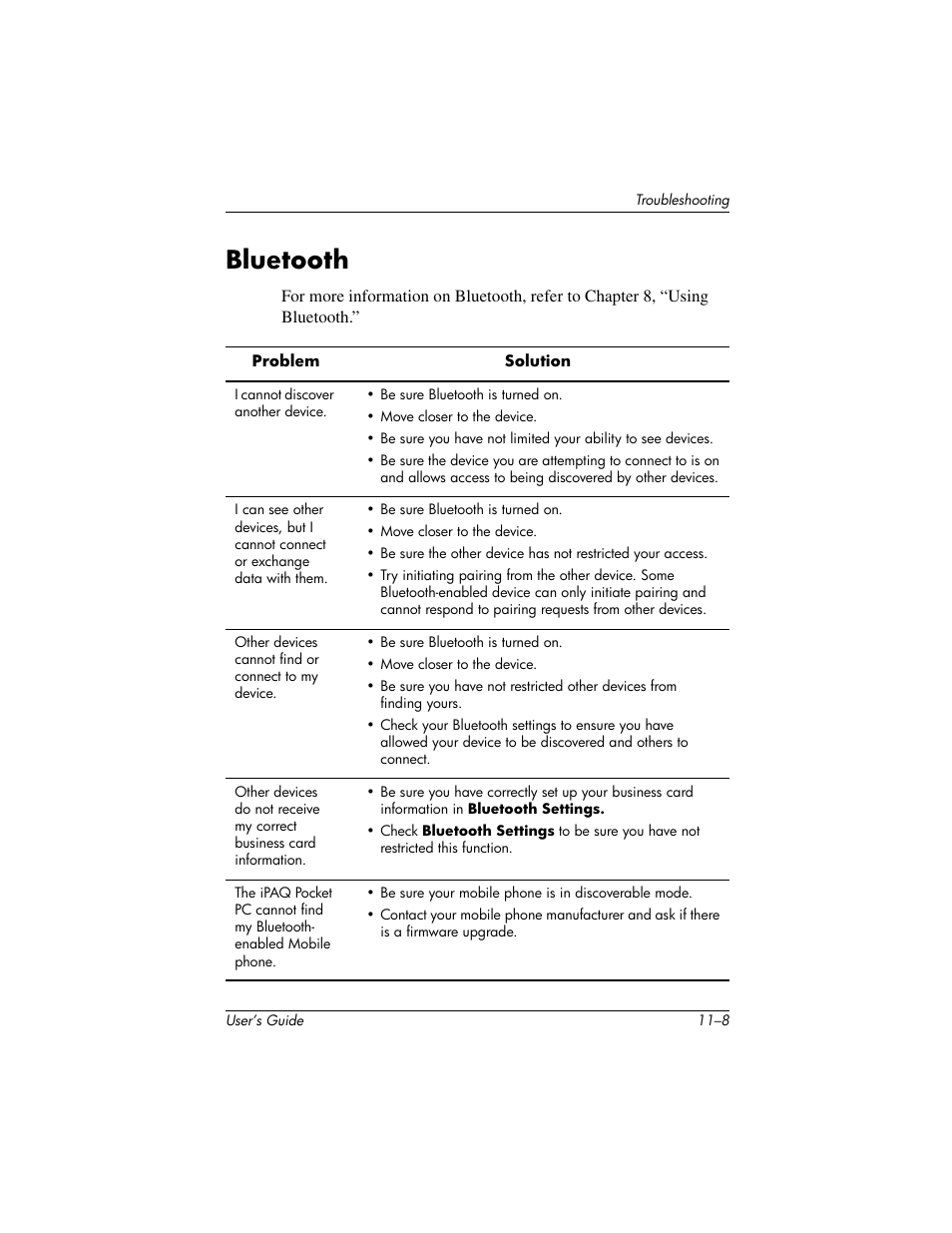 Bluetooth | HP IPAQ H5500 User Manual | Page 158 / 169
