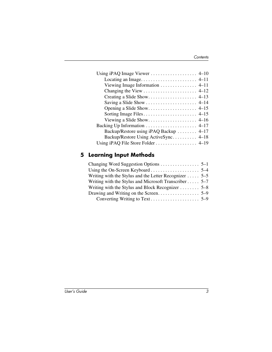 HP IPAQ H5500 User Manual | Page 5 / 169