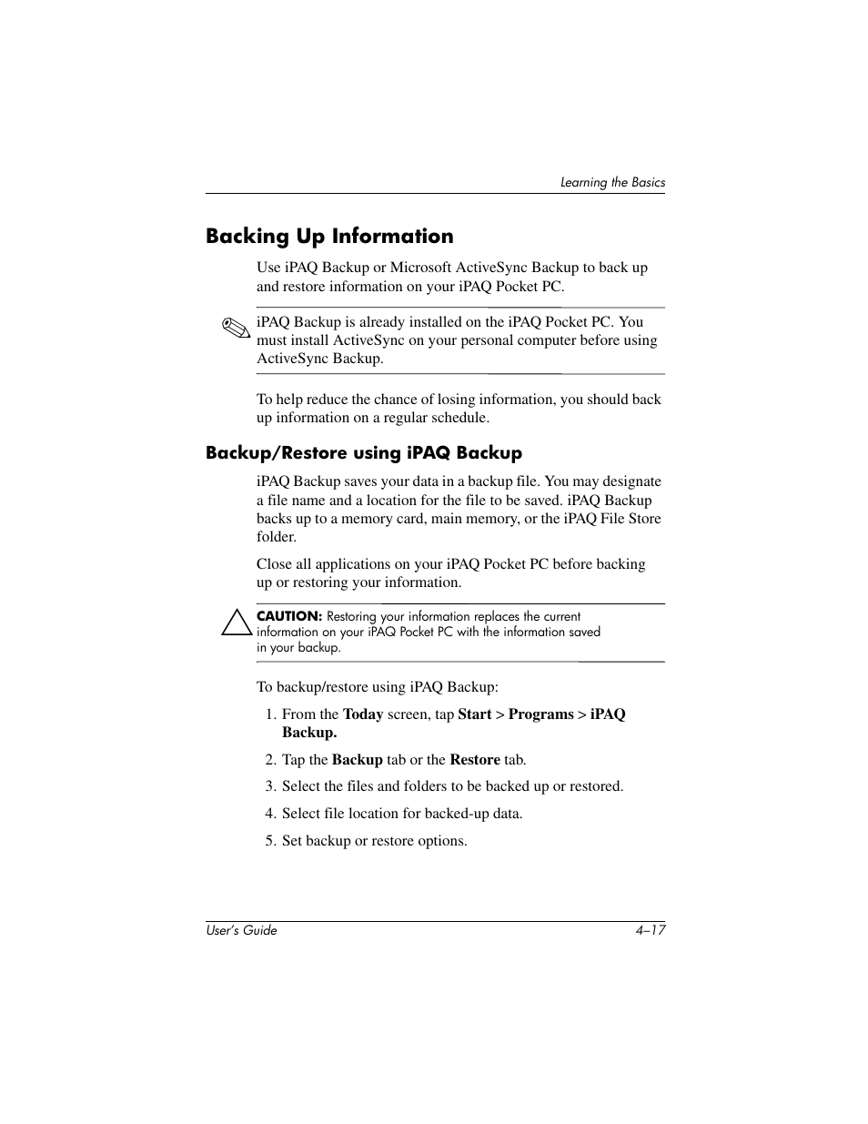 HP IPAQ H5500 User Manual | Page 56 / 169
