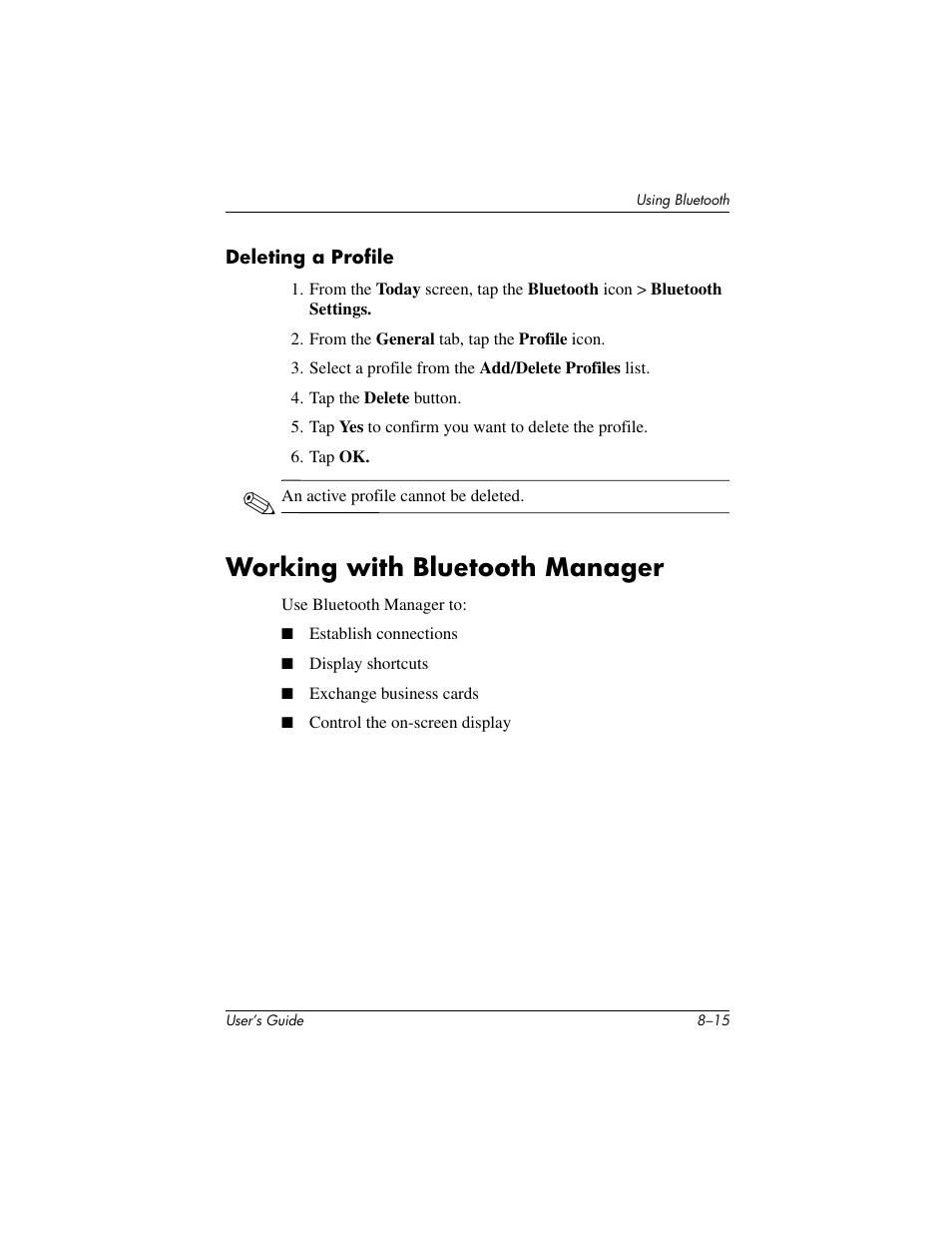 Working with bluetooth manager | HP IPAQ H5500 User Manual | Page 95 / 169